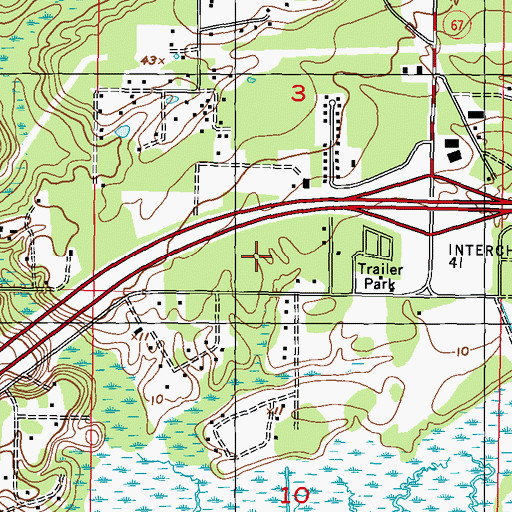 Topographic Map of Oaklawn Mobile Home Park, MS