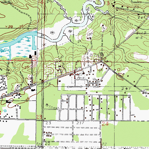 Topographic Map of Omas Pine Mobile Home Park, MS