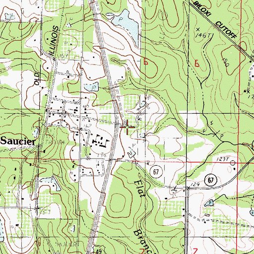 Topographic Map of Pecan Grove Recreational Vehicle Park, MS