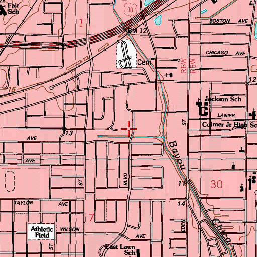 Topographic Map of Lighthouse Baptist Church, MS