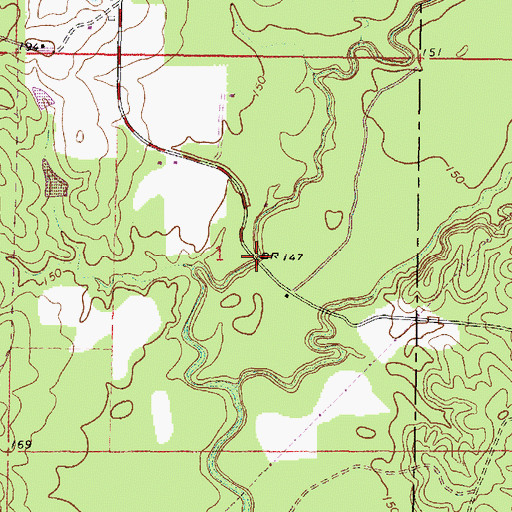 Topographic Map of Gaines Brewer Road Bridge, MS