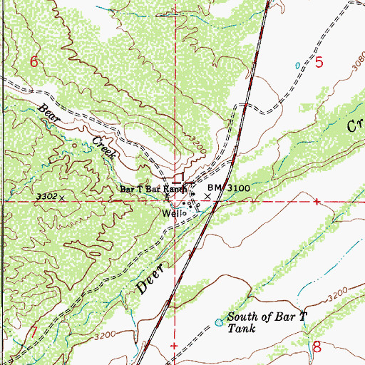 Topographic Map of Bar T Bar Ranch, AZ