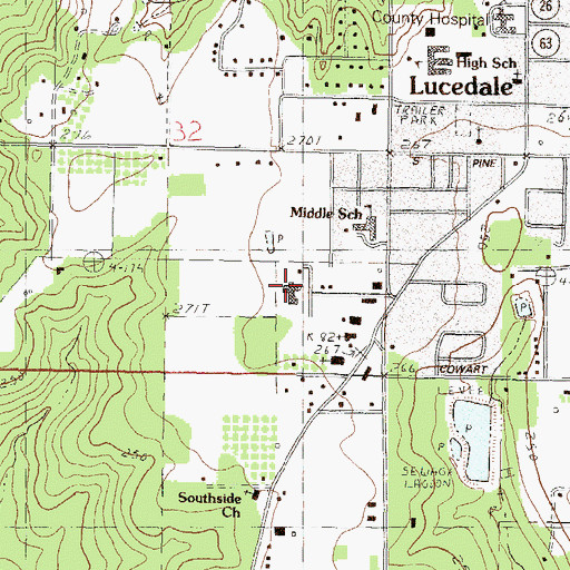 Topographic Map of Glen Oaks Nursing Center, MS