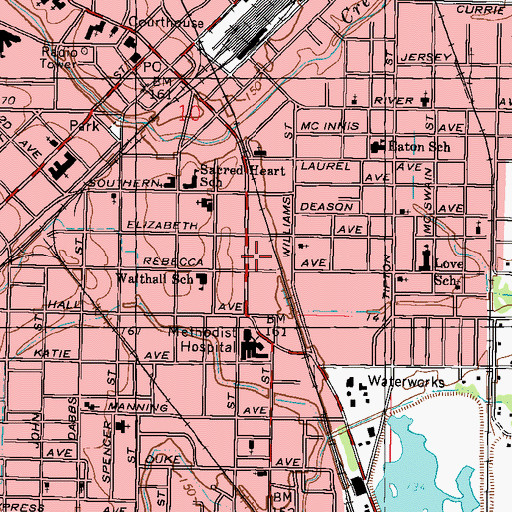 Topographic Map of Hattiesburg Convalescent Center, MS