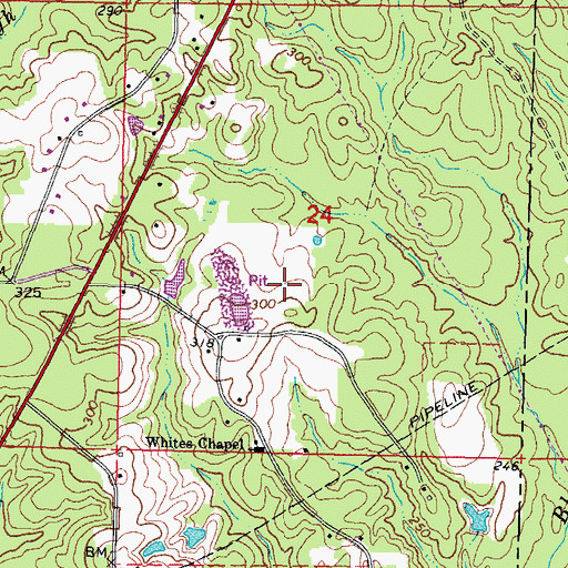 Topographic Map of Lamar Pines Mobile Home Community, MS