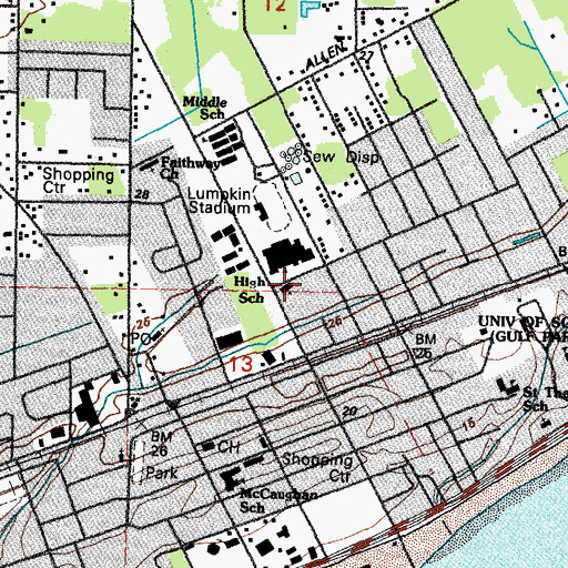 Topographic Map of Long Beach Church of Christ, MS