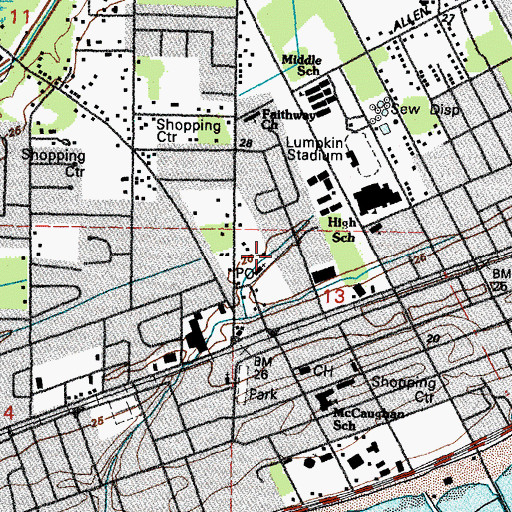 Topographic Map of Long Beach Community Church, MS