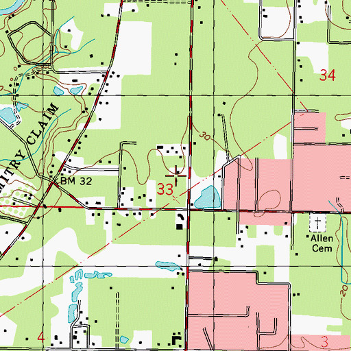 Topographic Map of North Long Beach Baptist Church, MS