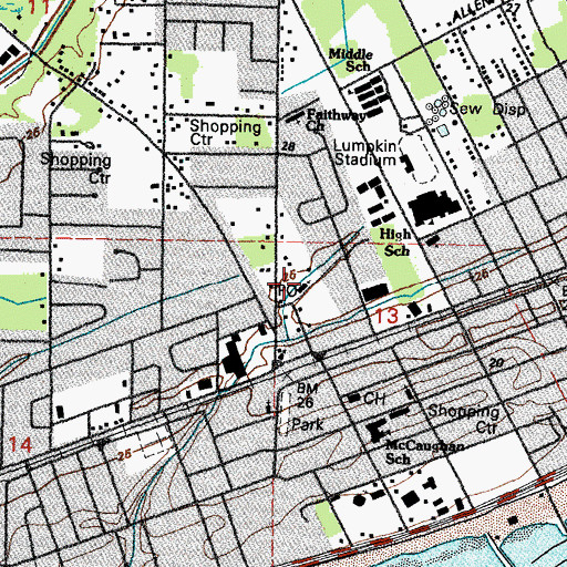 Topographic Map of Long Beach Post Office, MS
