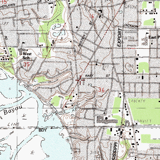 Topographic Map of Apostolic Overcoming Holiness Church, MS