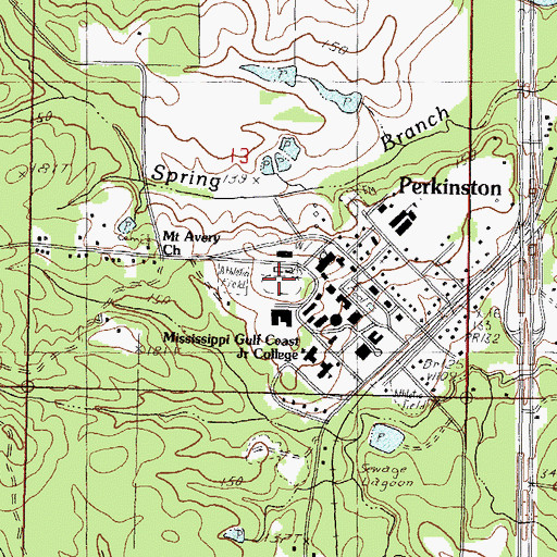 Topographic Map of Mississippi Gulf Coast Community College Perkinston Campus A L May Memorial Stadium, MS