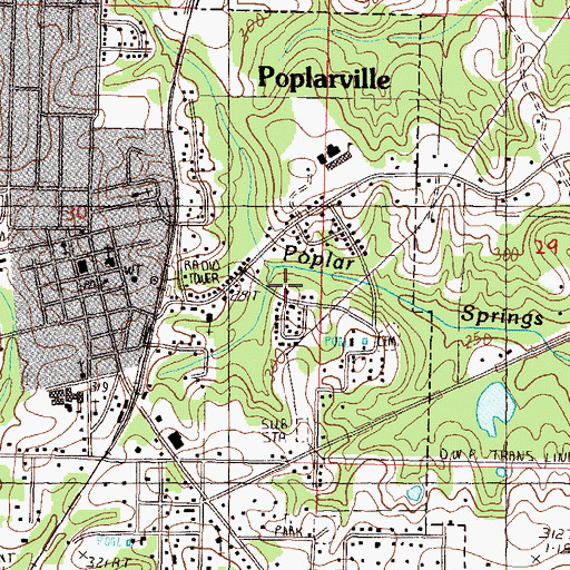 Topographic Map of Green Grove Baptist Church, MS