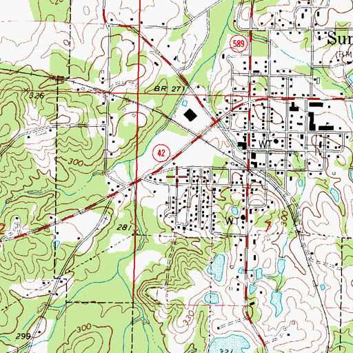 Topographic Map of Saint Louis Missionary Baptist Church, MS
