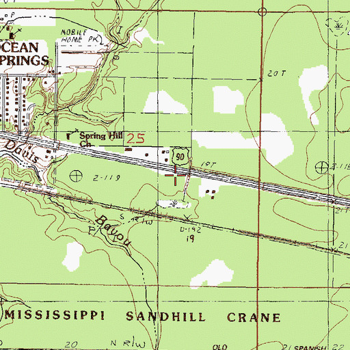 Topographic Map of Eastside Church of Christ, MS