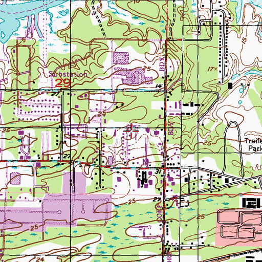Topographic Map of Town Mobile Home Park, MS
