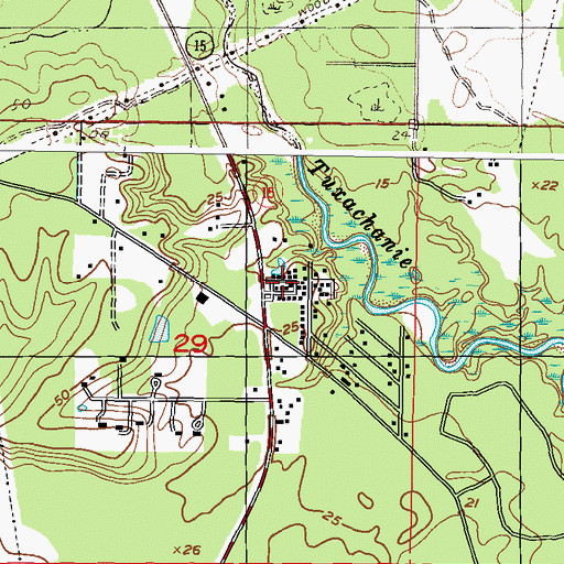 Topographic Map of Parkers Mobile Home Park, MS