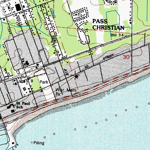 Topographic Map of First United Methodist Church, MS