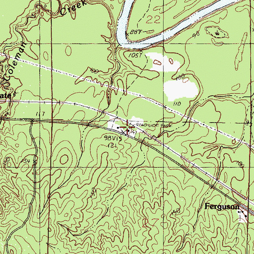 Topographic Map of US Highway 98 Roadside Park, MS