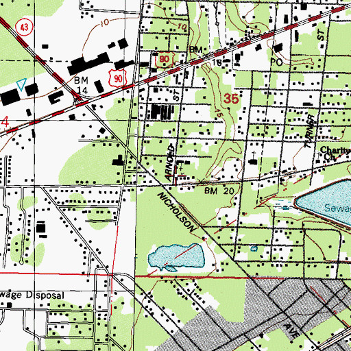 Topographic Map of First United Pentecostal Church, MS