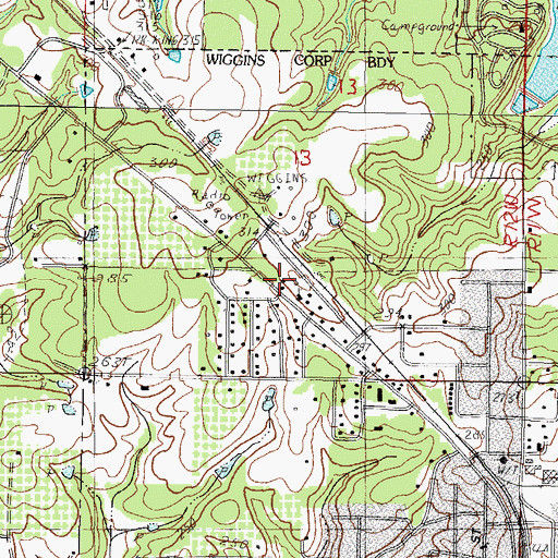 Topographic Map of Church of God Worship Center, MS