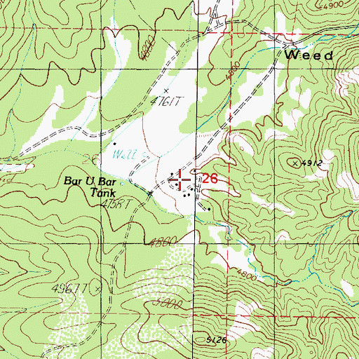 Topographic Map of Bar U Bar Ranch, AZ