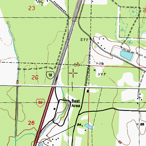 Topographic Map of Crosby Arboretum Nature Center, MS
