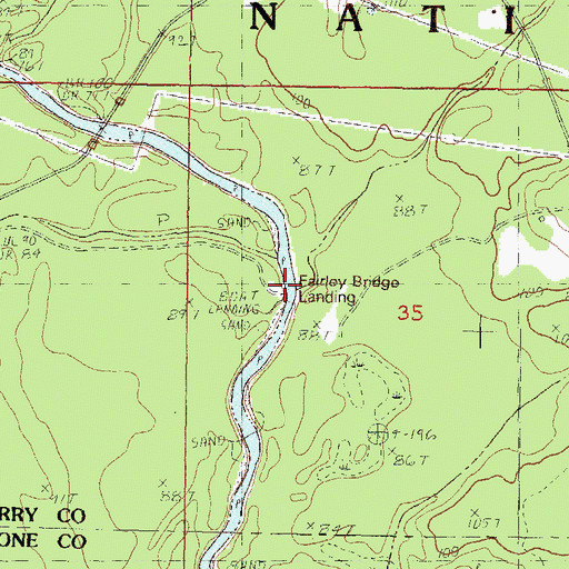 Topographic Map of Fairly Bridge Landing, MS