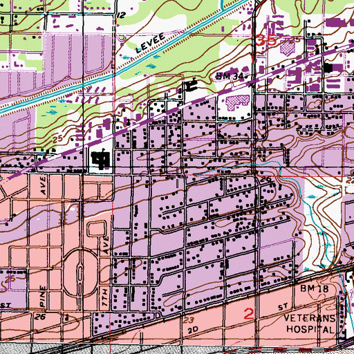 Topographic Map of Grasslawn Mobile Home Park, MS