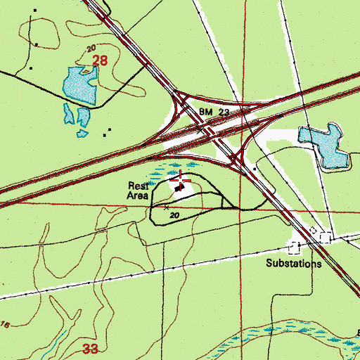 Topographic Map of Interstate 10 Mississippi Welcome Center, MS
