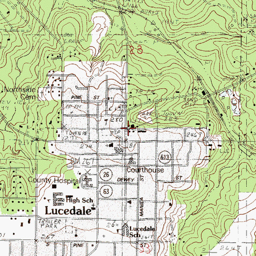 Topographic Map of Jackson-George Regional Library System Lucedale George County Library, MS