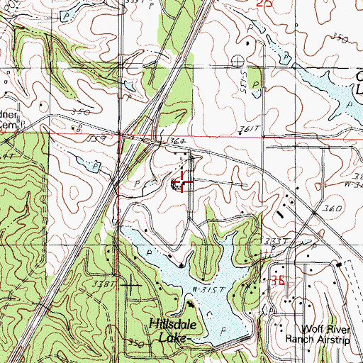 Topographic Map of Lake Hills Golf Club, MS