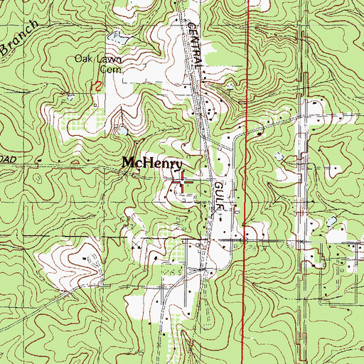 Topographic Map of McHenry First Baptist Church, MS