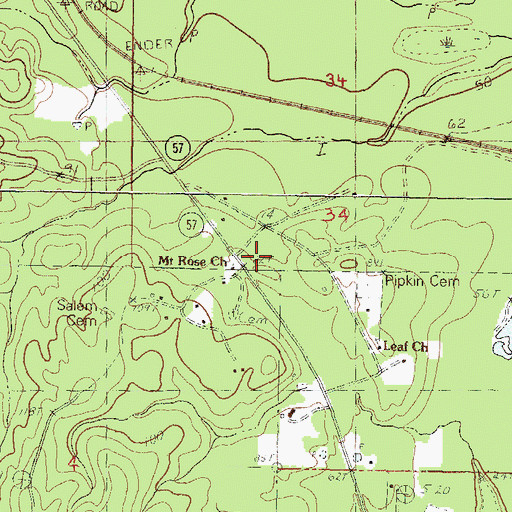 Topographic Map of New Life Baptist Church, MS