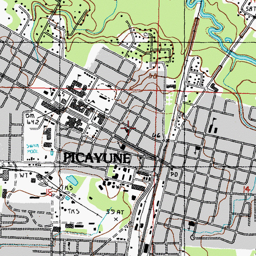 Topographic Map of First Presbyterian Church, MS