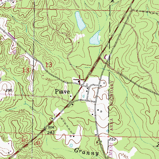 Topographic Map of Piave Baptist Church, MS