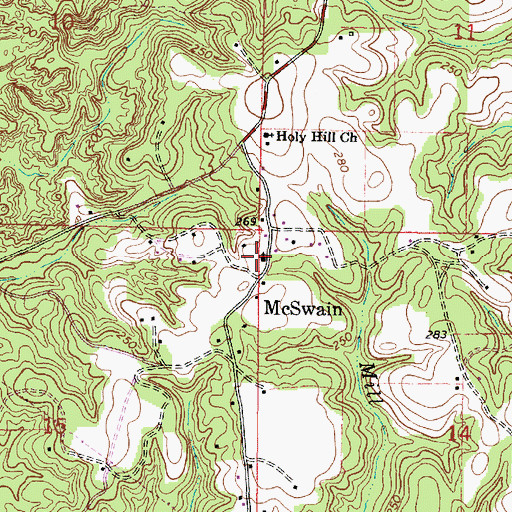 Topographic Map of Saint Paul Baptist Church, MS