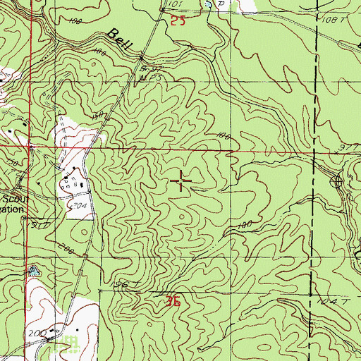 Topographic Map of Scenic Trails Campground, MS