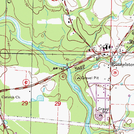 Topographic Map of Tallahalla Creek Mississippi Highway 42 Bridge, MS
