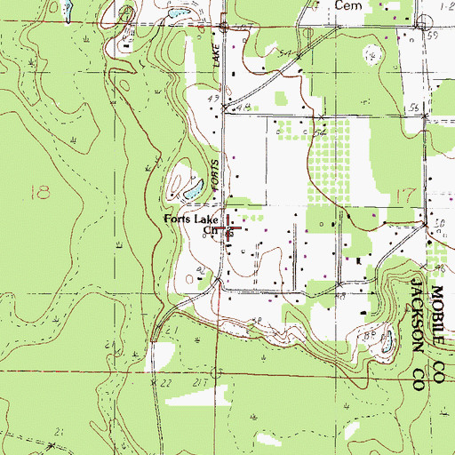 Topographic Map of Forts Lake Assembly of God Church, MS