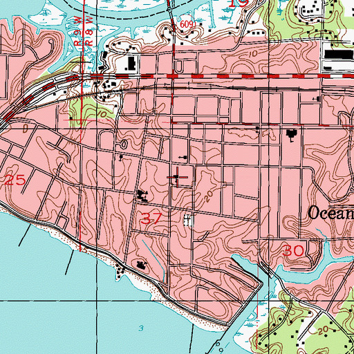 Topographic Map of Ocean Springs Community Center, MS