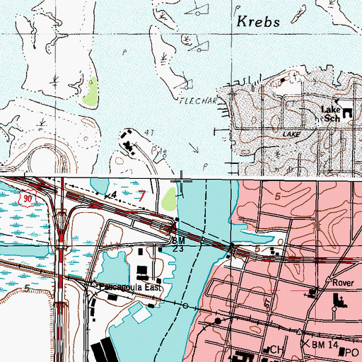Topographic Map of Pascagoula River Pier, MS