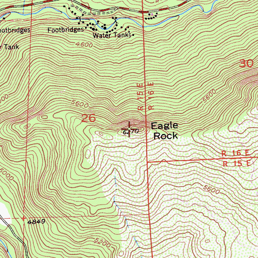 Topographic Map of Eagle Rock, CA