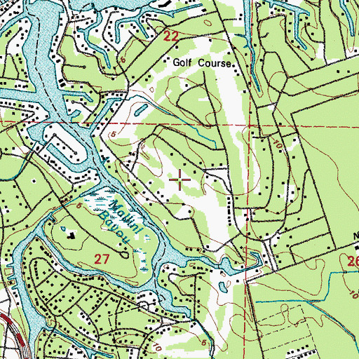 Topographic Map of Pass Christian Isles Golf Club, MS