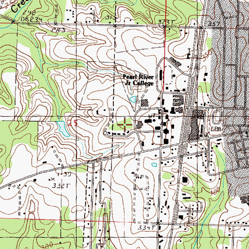 Topographic Map of Pearl River Community College Poplarville Campus River Village, MS