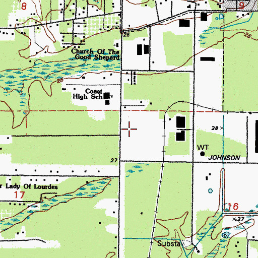 Topographic Map of West Harrison Civic Center, MS