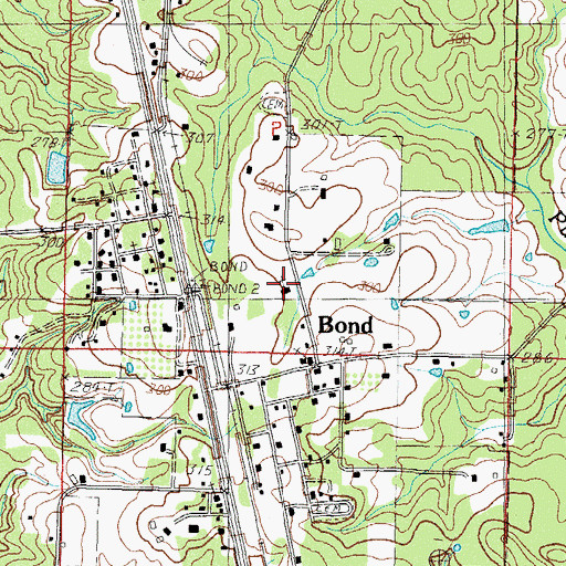Topographic Map of Bond Baptist Church, MS