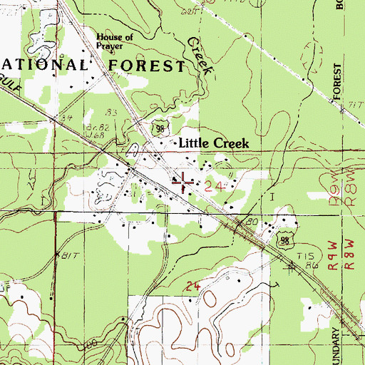 Topographic Map of New Life in Christ Baptist Church, MS