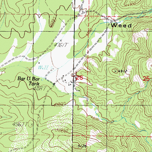 Topographic Map of Bar U Bar Ranch, AZ