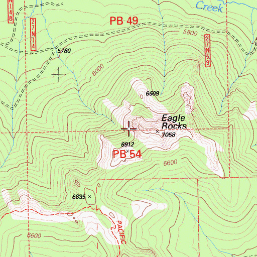 Topographic Map of Eagle Rocks, CA