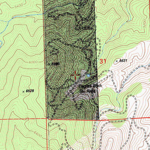 Topographic Map of Eagles Peak Ski Area, CA